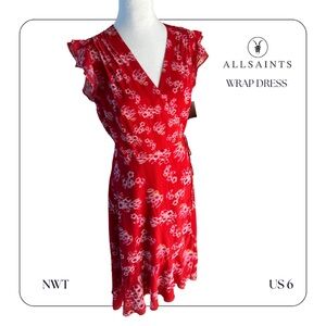ALLSAINTS wrap dress floral design size US 6 like new